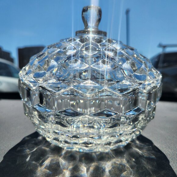 Vintage Fostoria American Clear Candy Dish with Lid - Picture 1 of 7